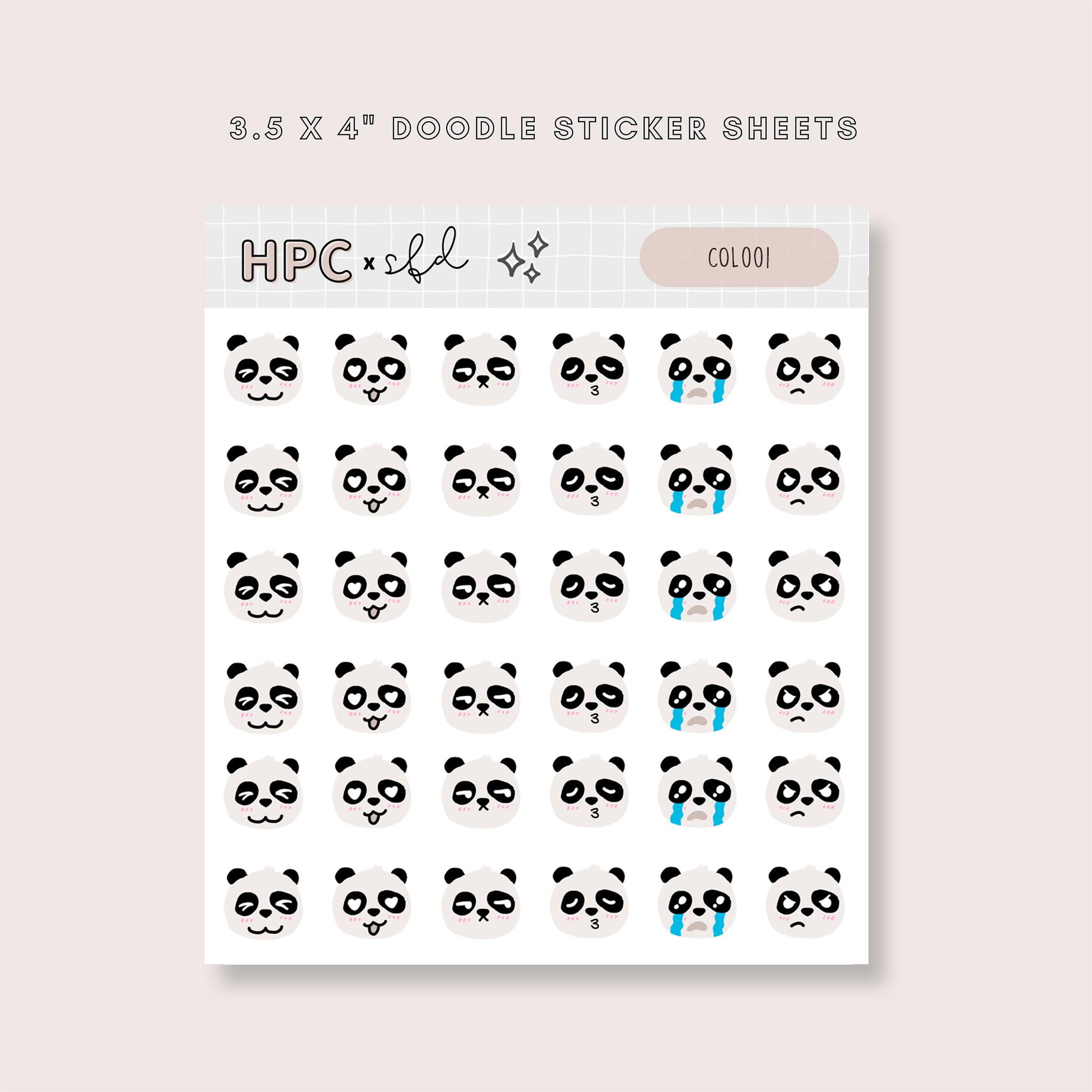 HPC X SFD “Sunday Morning” Collection: Panda Emotis Stickers