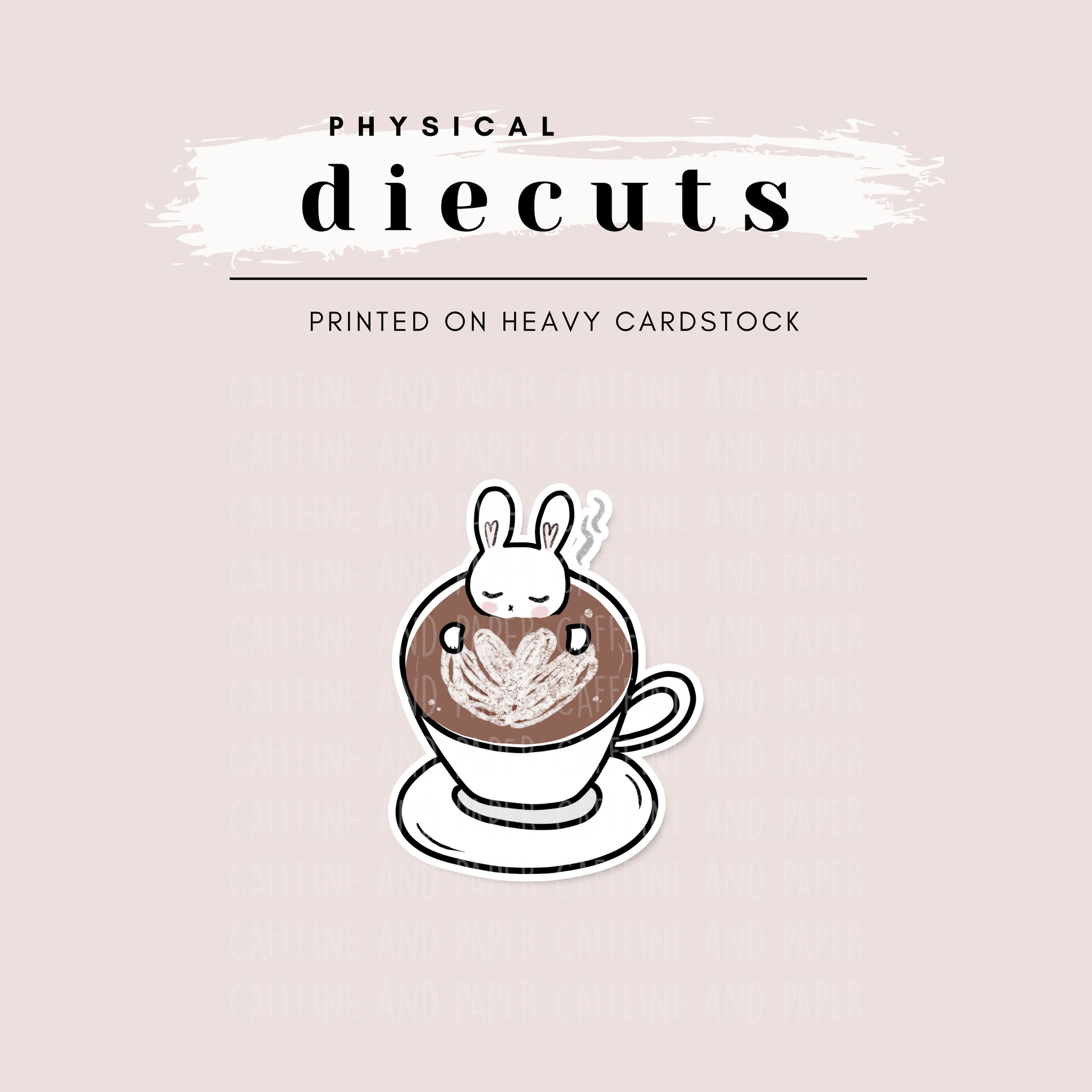 Diecut - Latte the Bunny Soaking in Hot Coffee Mug