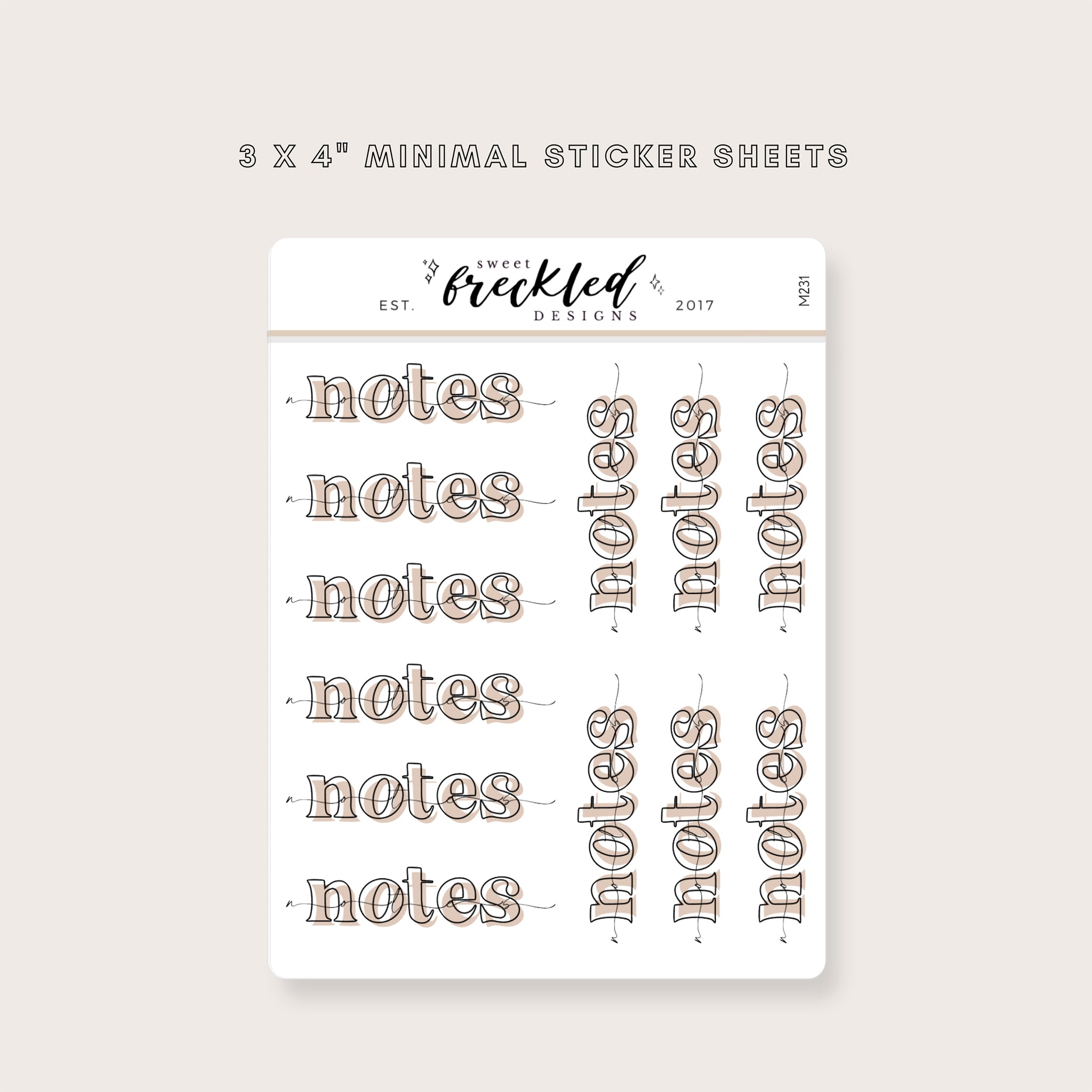 Minimal Bold "Notes" Text Stickers