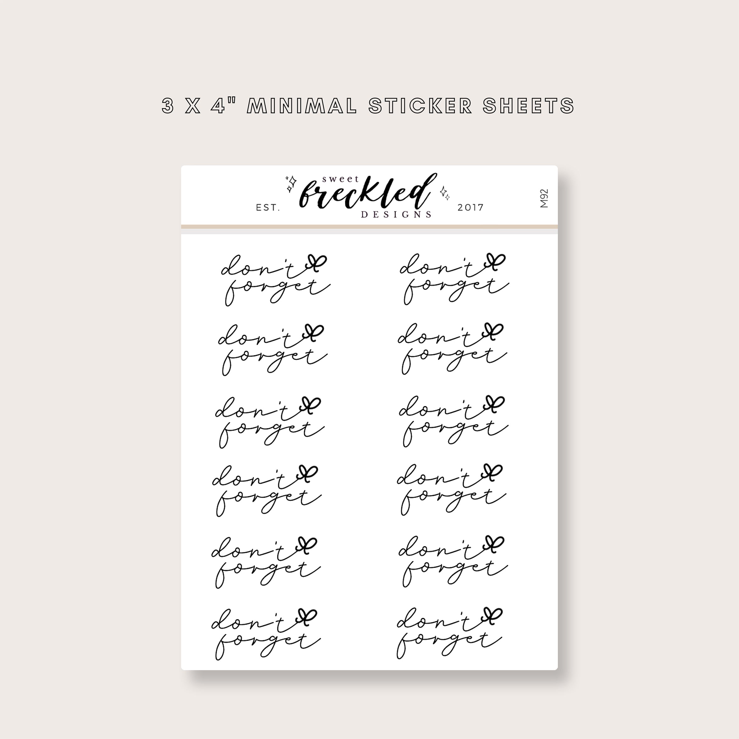 Minimalistic Script Don't Forget Stickers