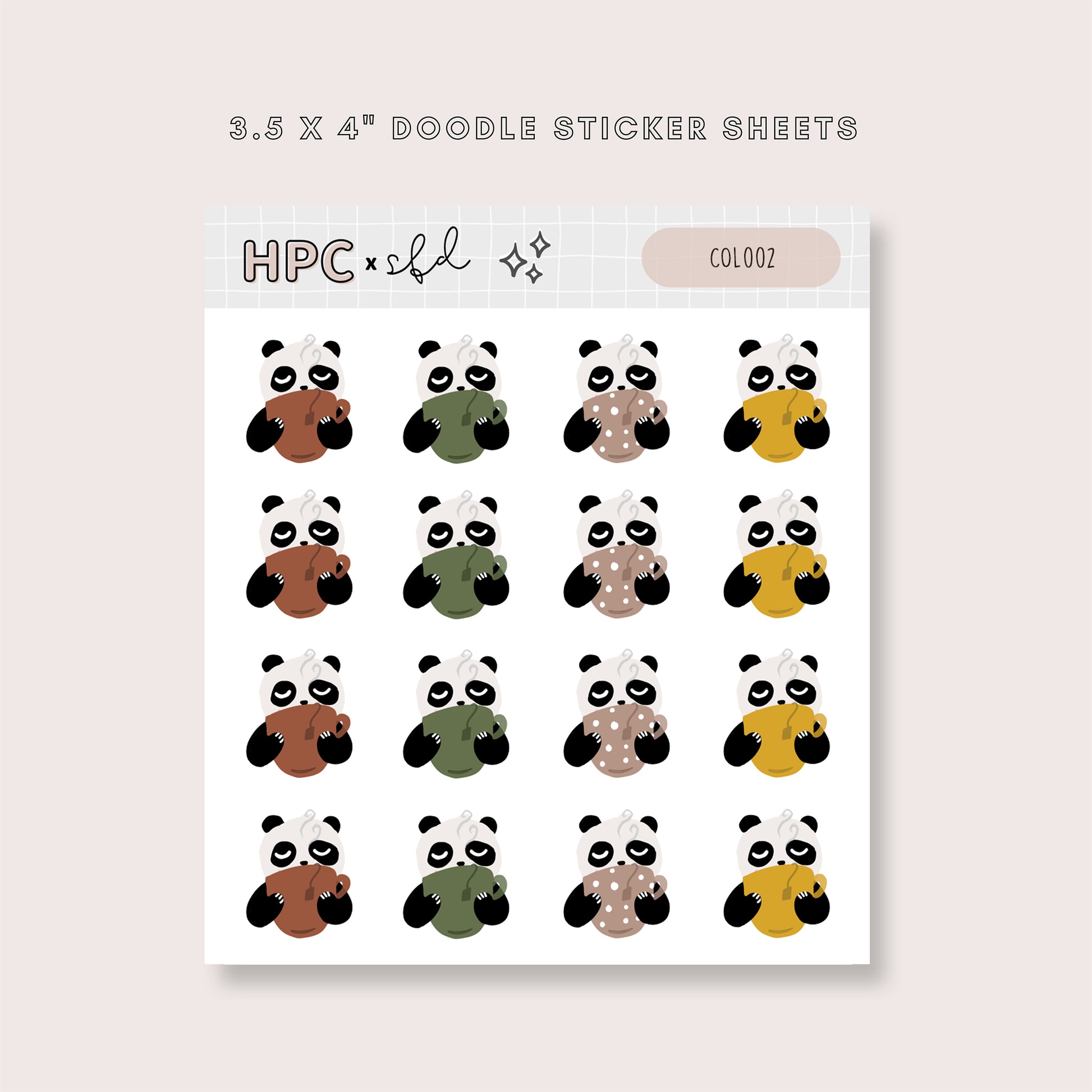 HPC X SFD “Sunday Morning” Collection: Panda Cozy Tea Mug Stickers