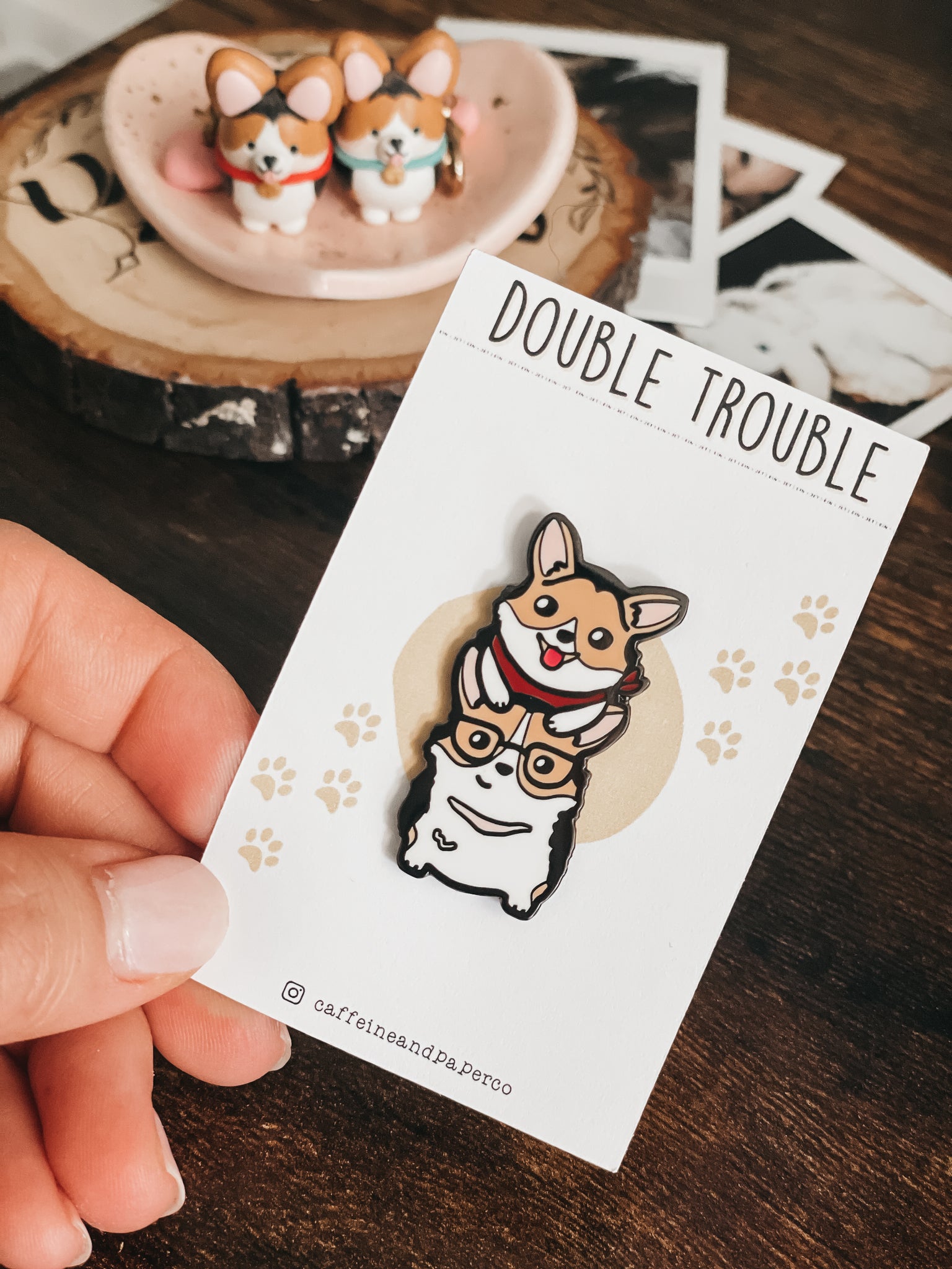 "Double Trouble" Corgi Ein and Jet Enamel Pin