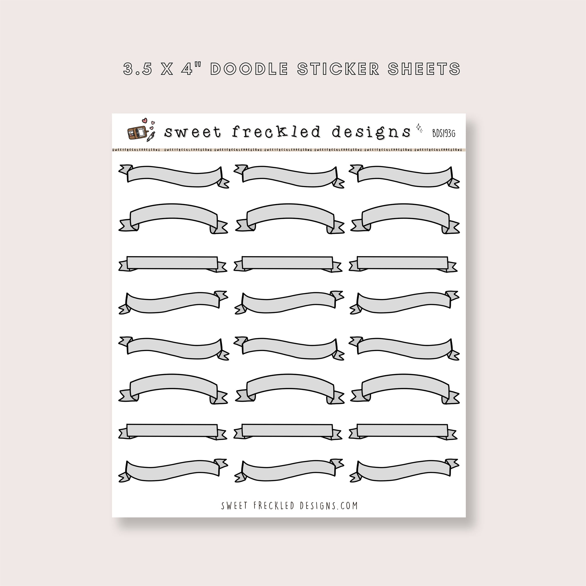 Smaller Doodle Banner Stickers (4 Colors Available)