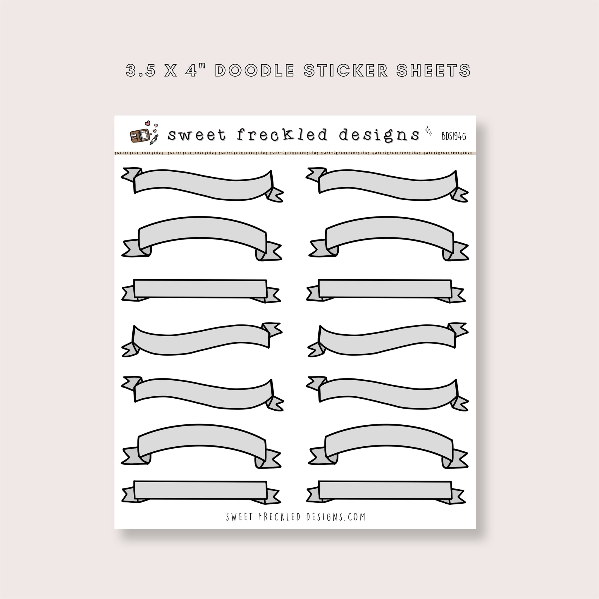 Doodle Banner Stickers (4 Colors Available)
