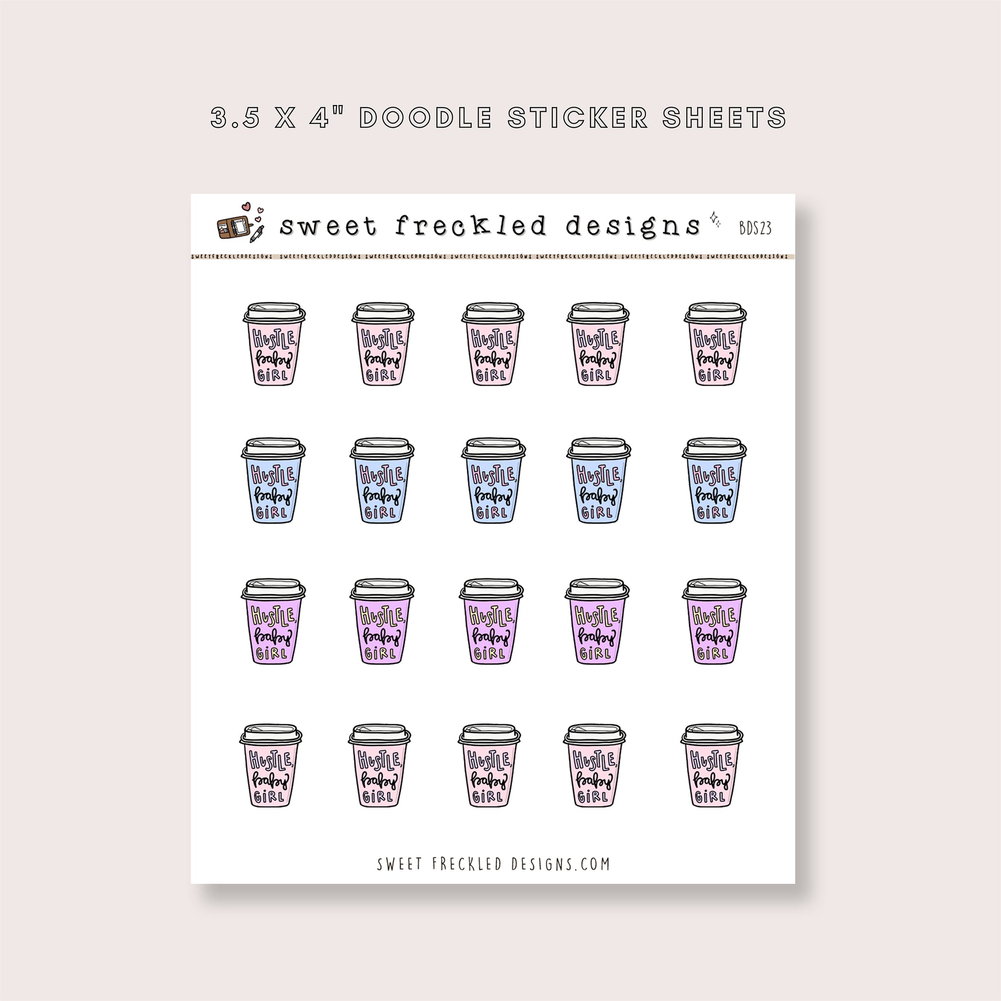 Hustle, Baby Girl Coffee Cup Stickers