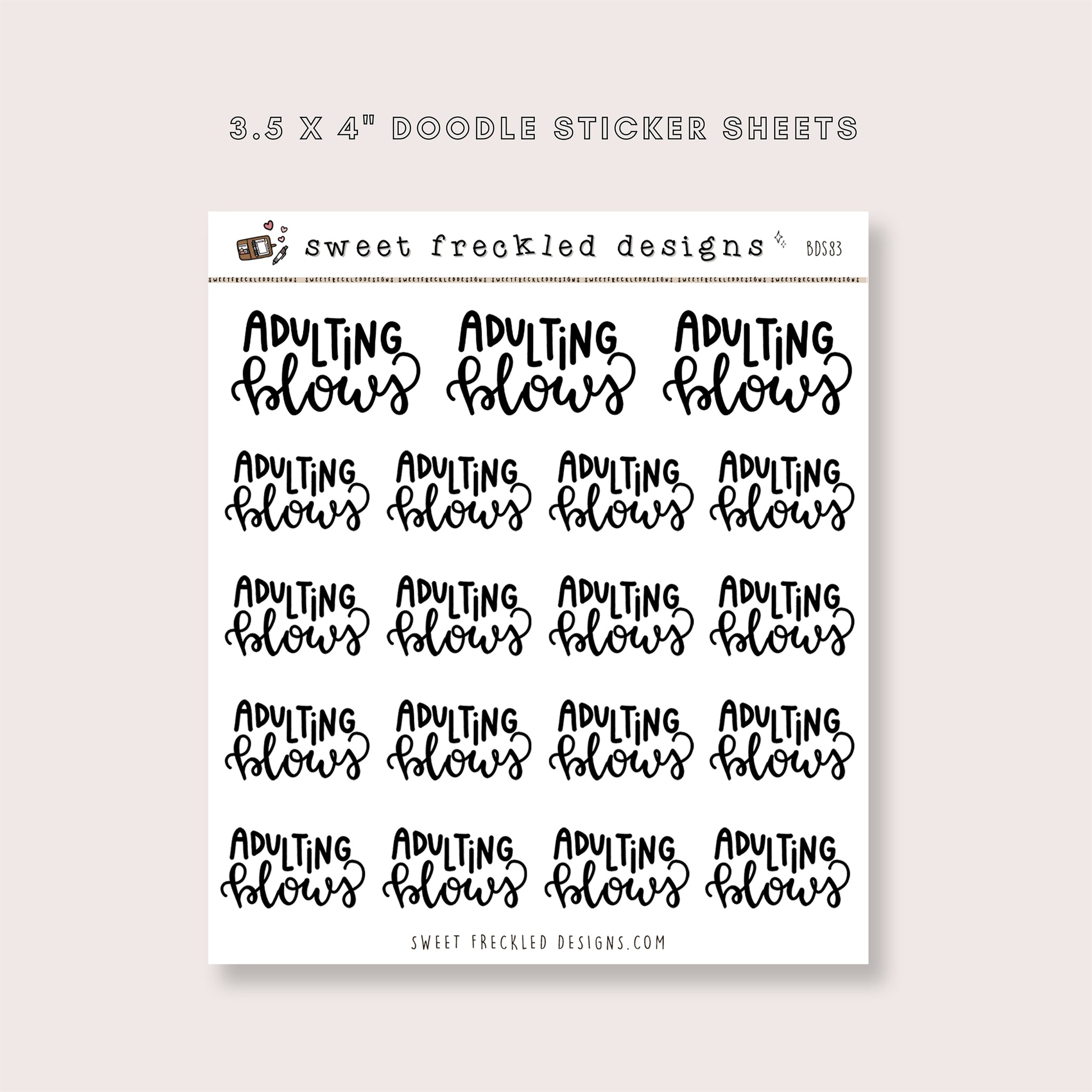 Adulting Blows Lettered Stickers