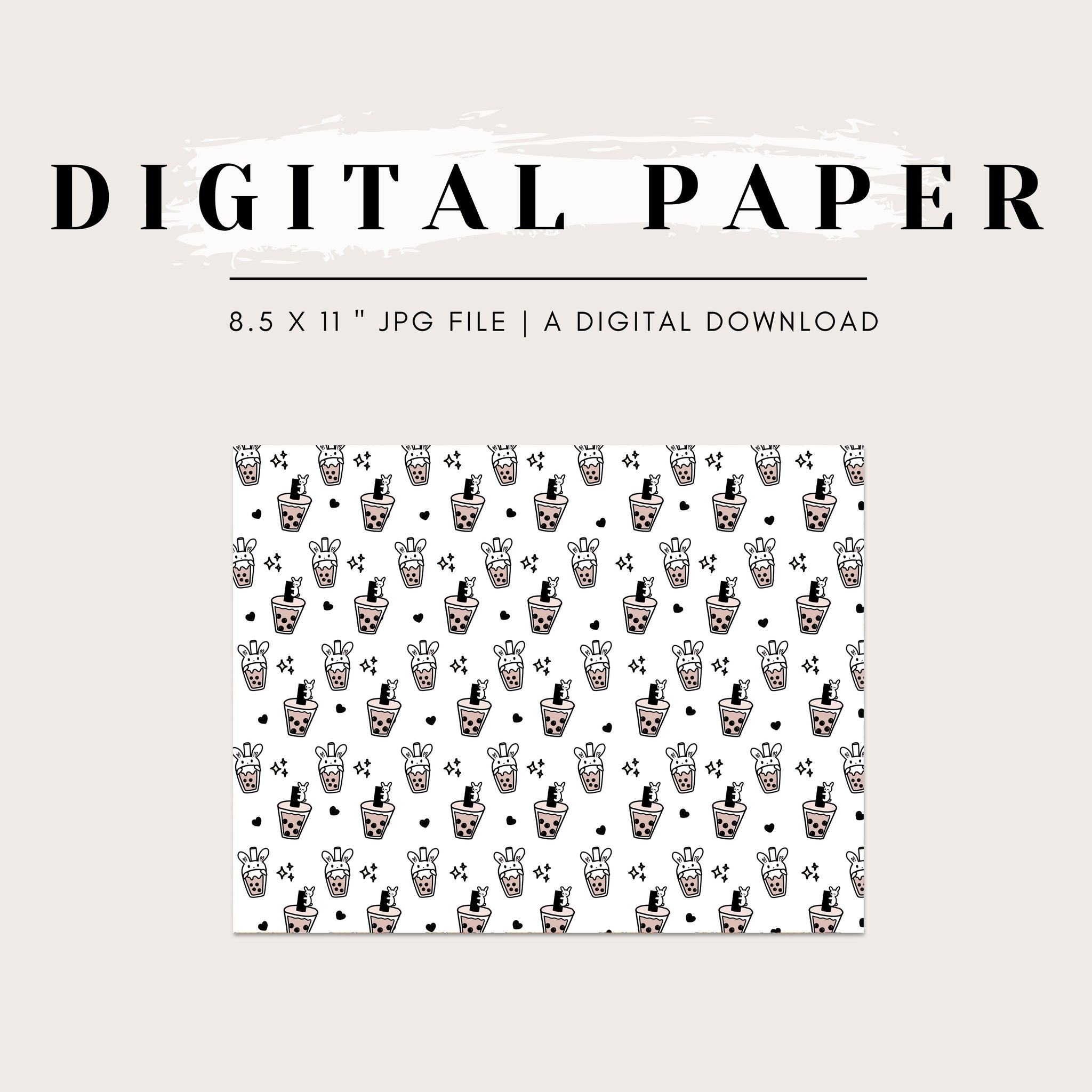Digital Paper - Latte Boba Love Magic ✨