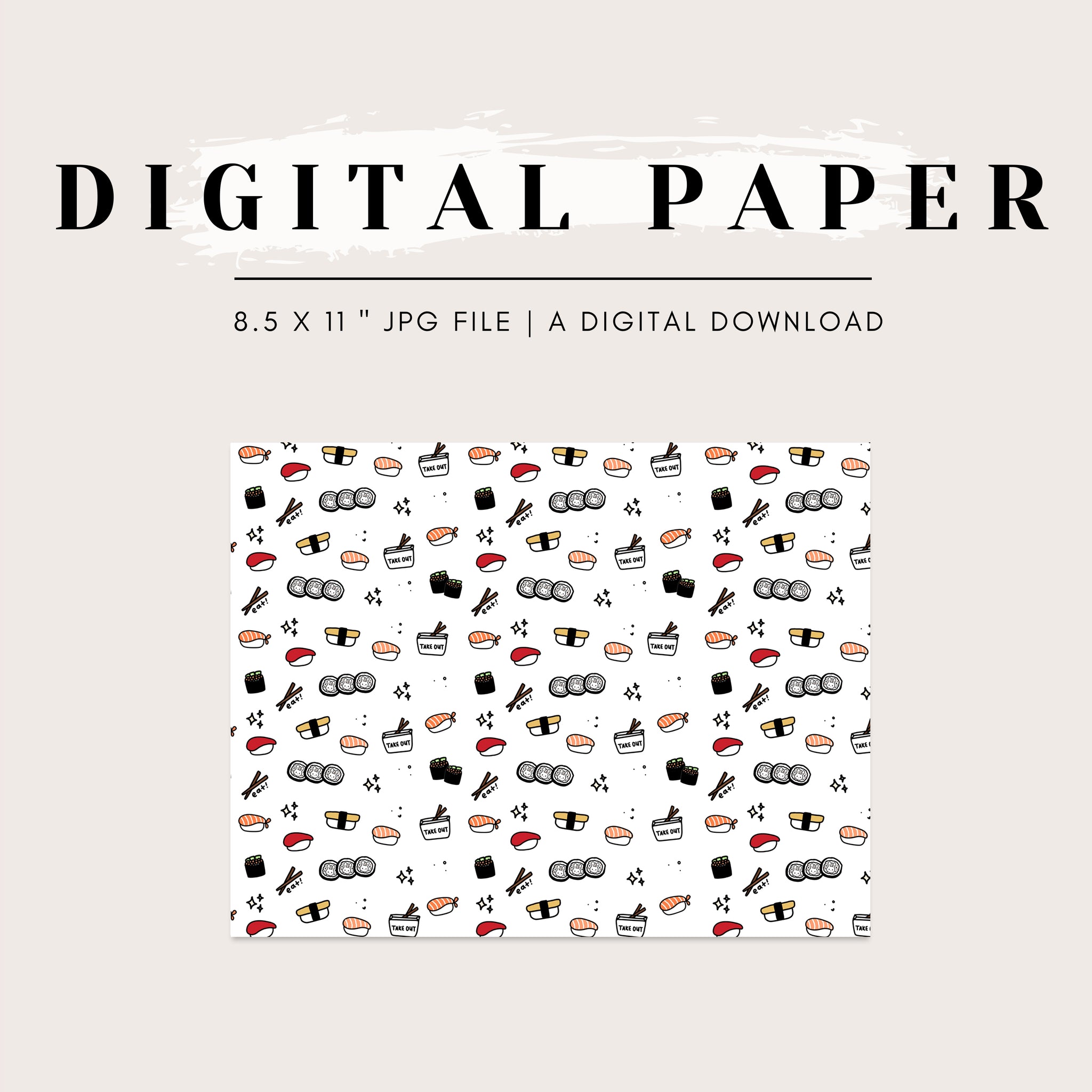 Digital Paper - Latte the Bunny Sushi