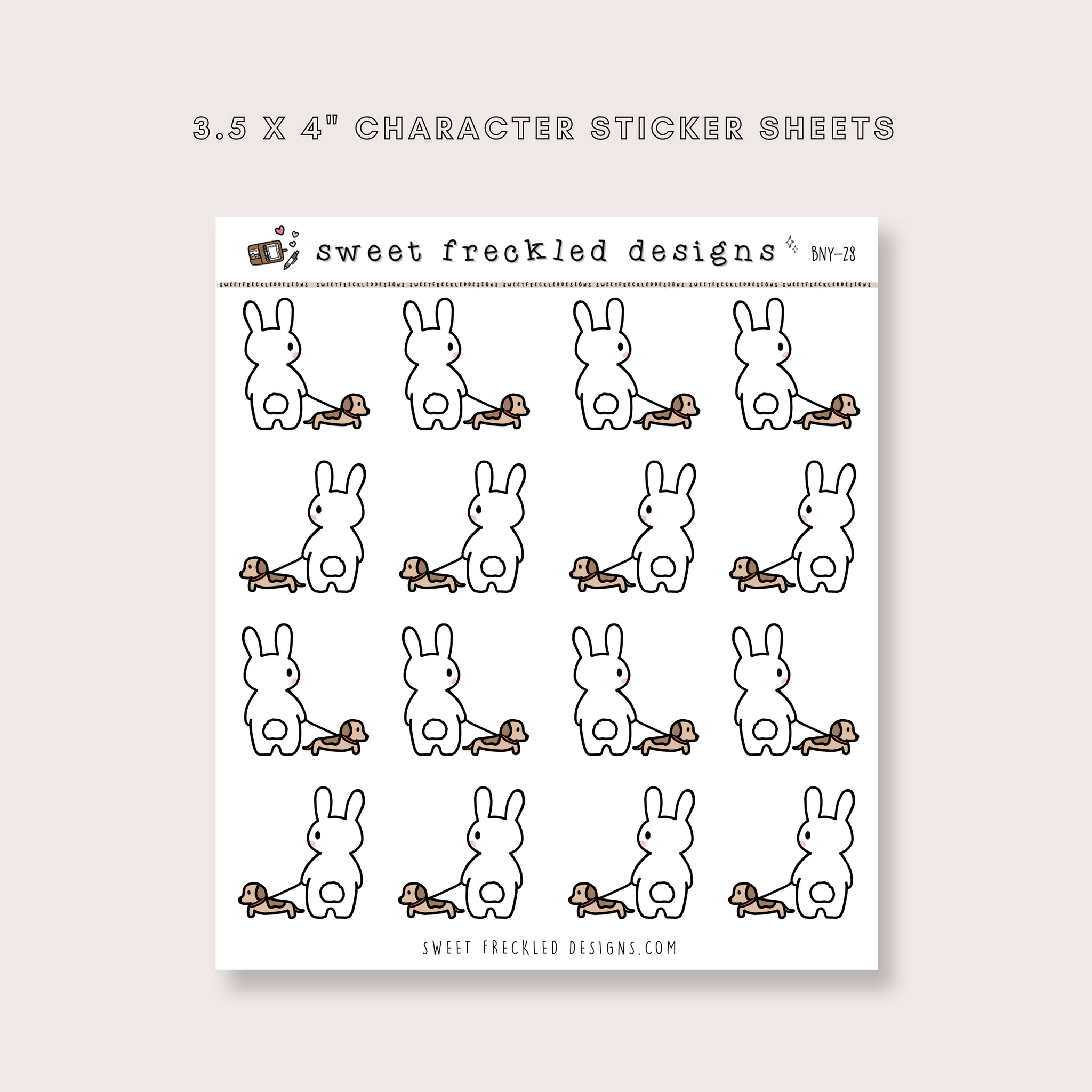 Latte the Bunny Walk the Dog Stickers