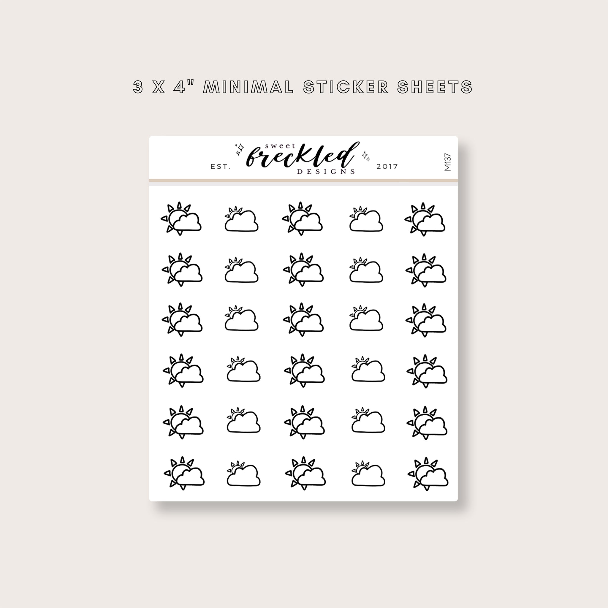 Minimalistic Mini Weather Icon Stickers (6 Variations Available)