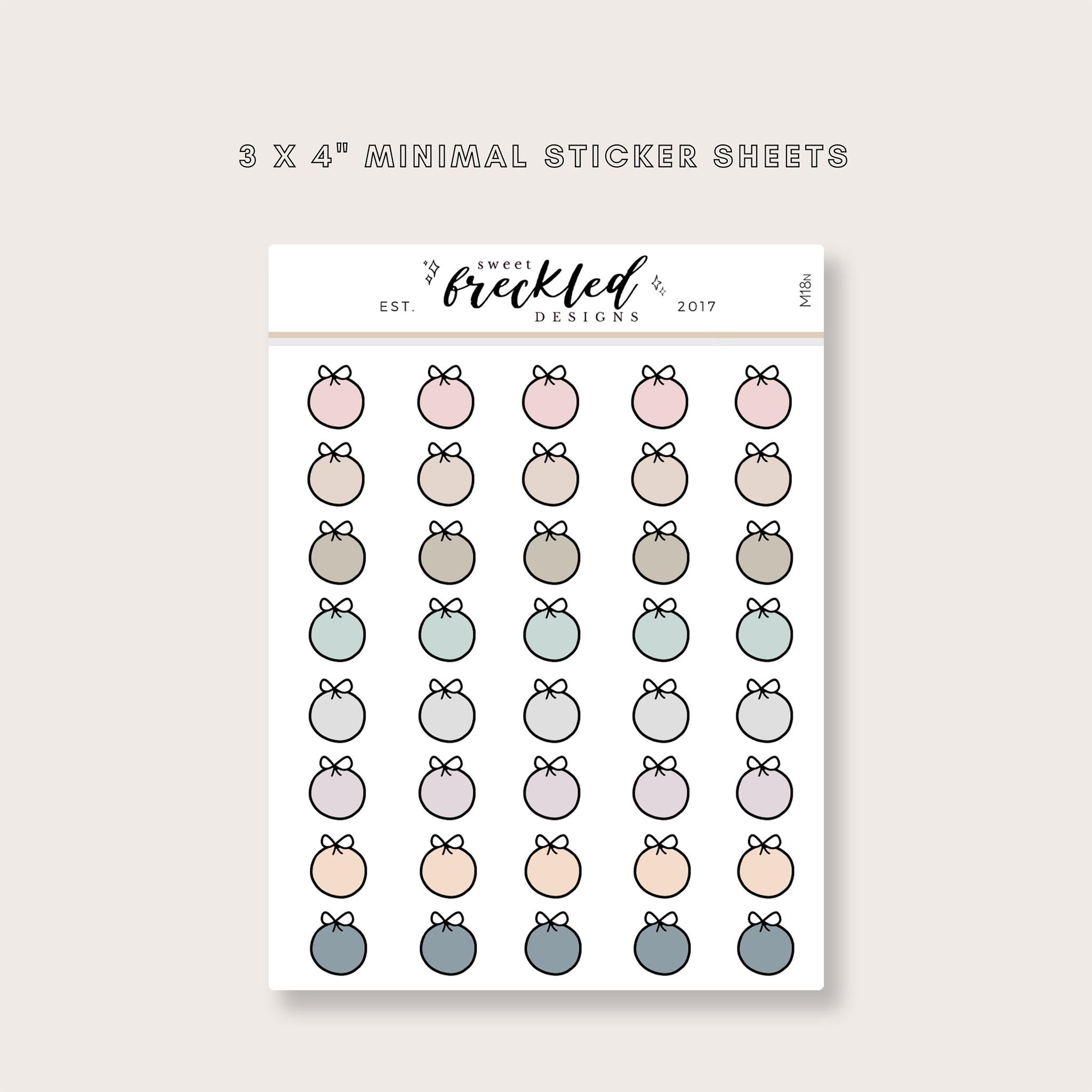 Minimalistic Mini Bow Circle Stickers (2 Colors Available)