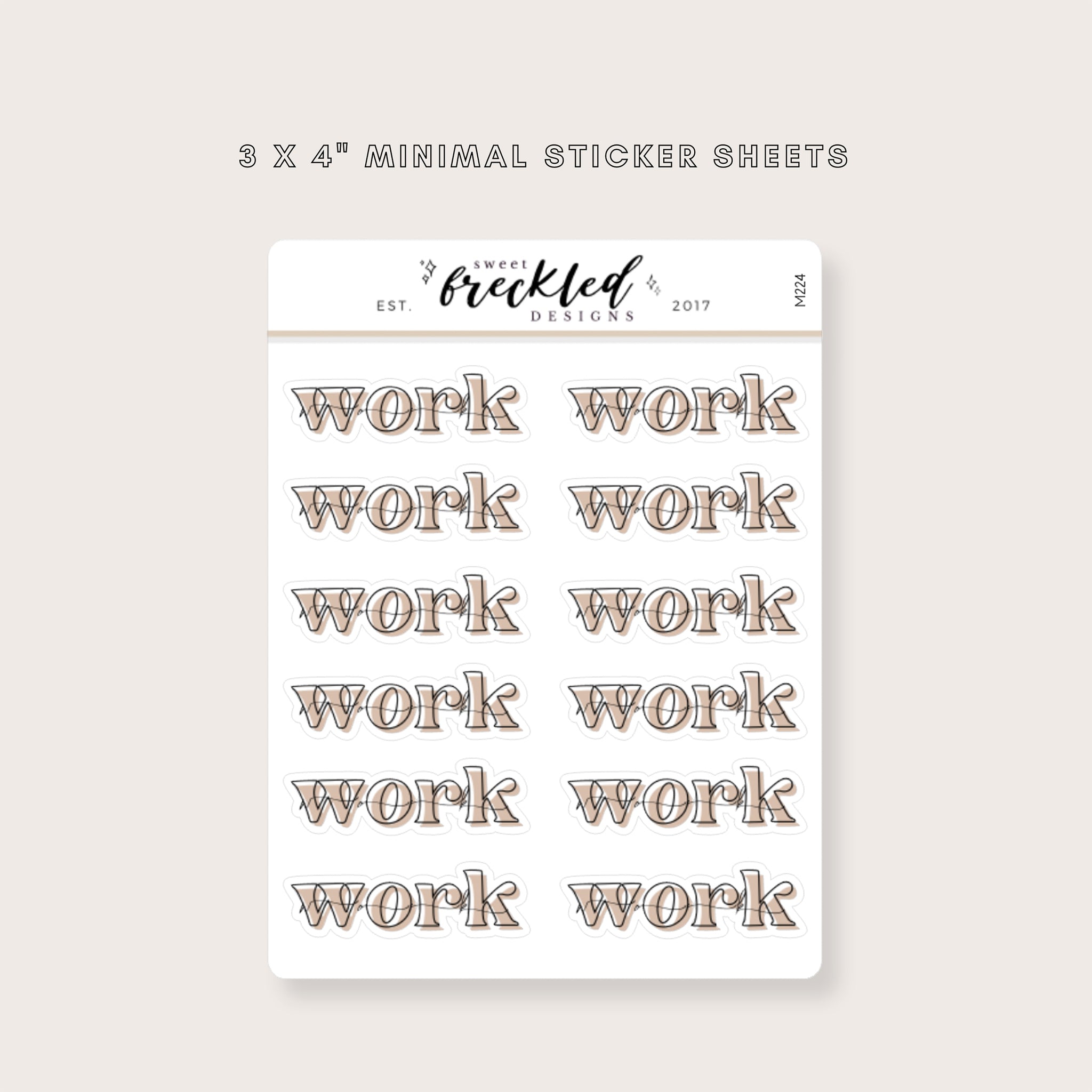 Minimal Bold "Work" Text Stickers