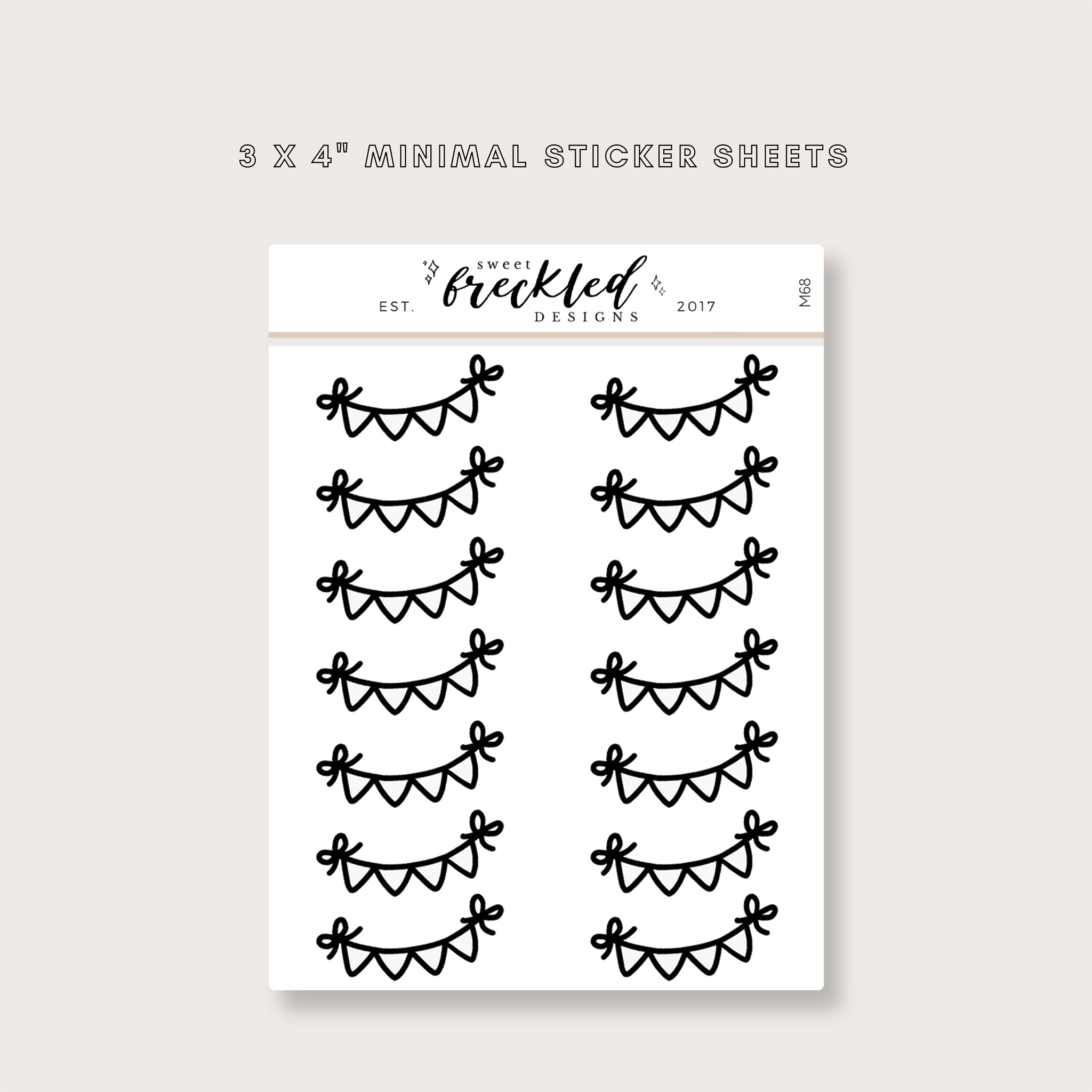 Minimalistic Bow Bunting Banner Stickers