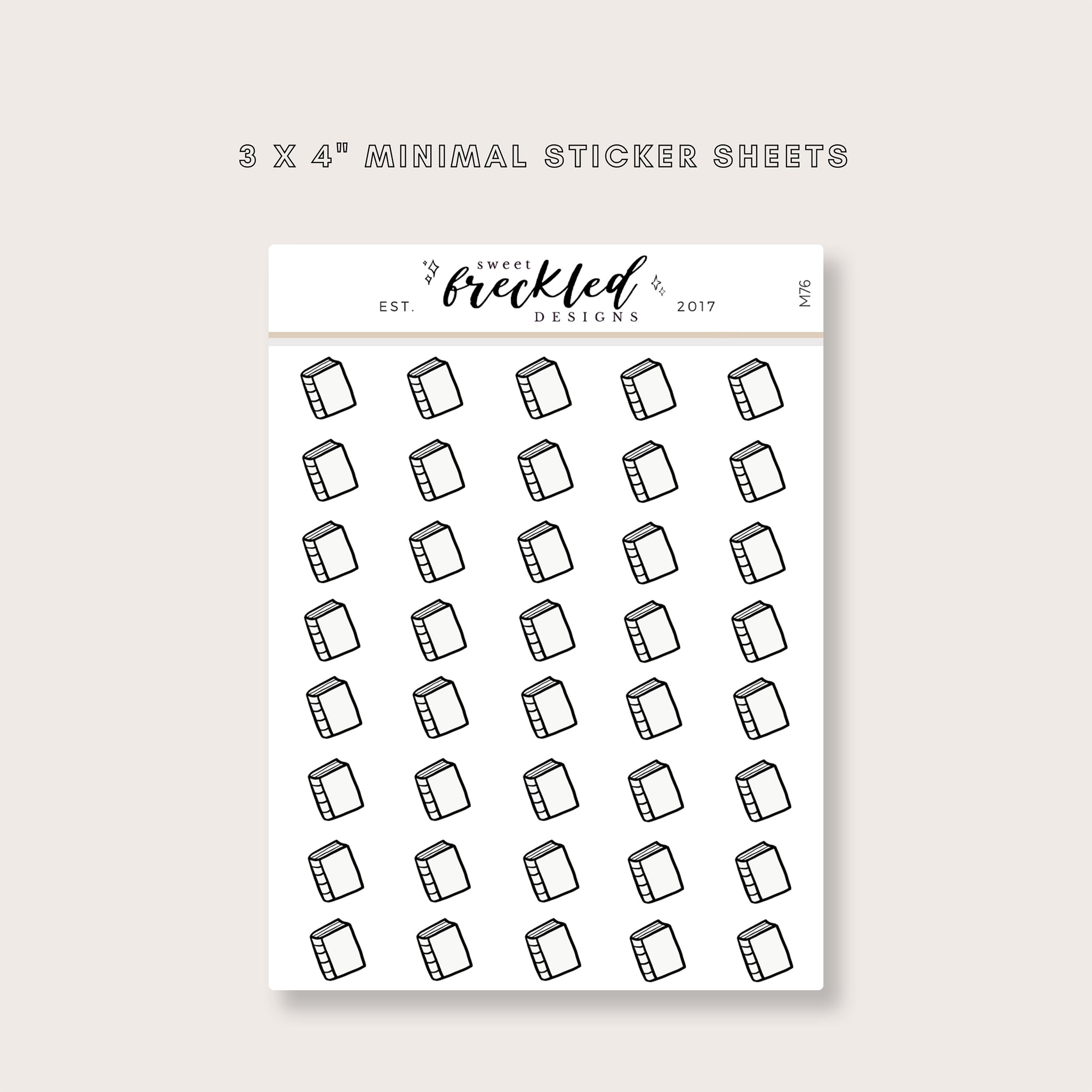 Minimalistic Mini Book Stickers (2 Style Options)