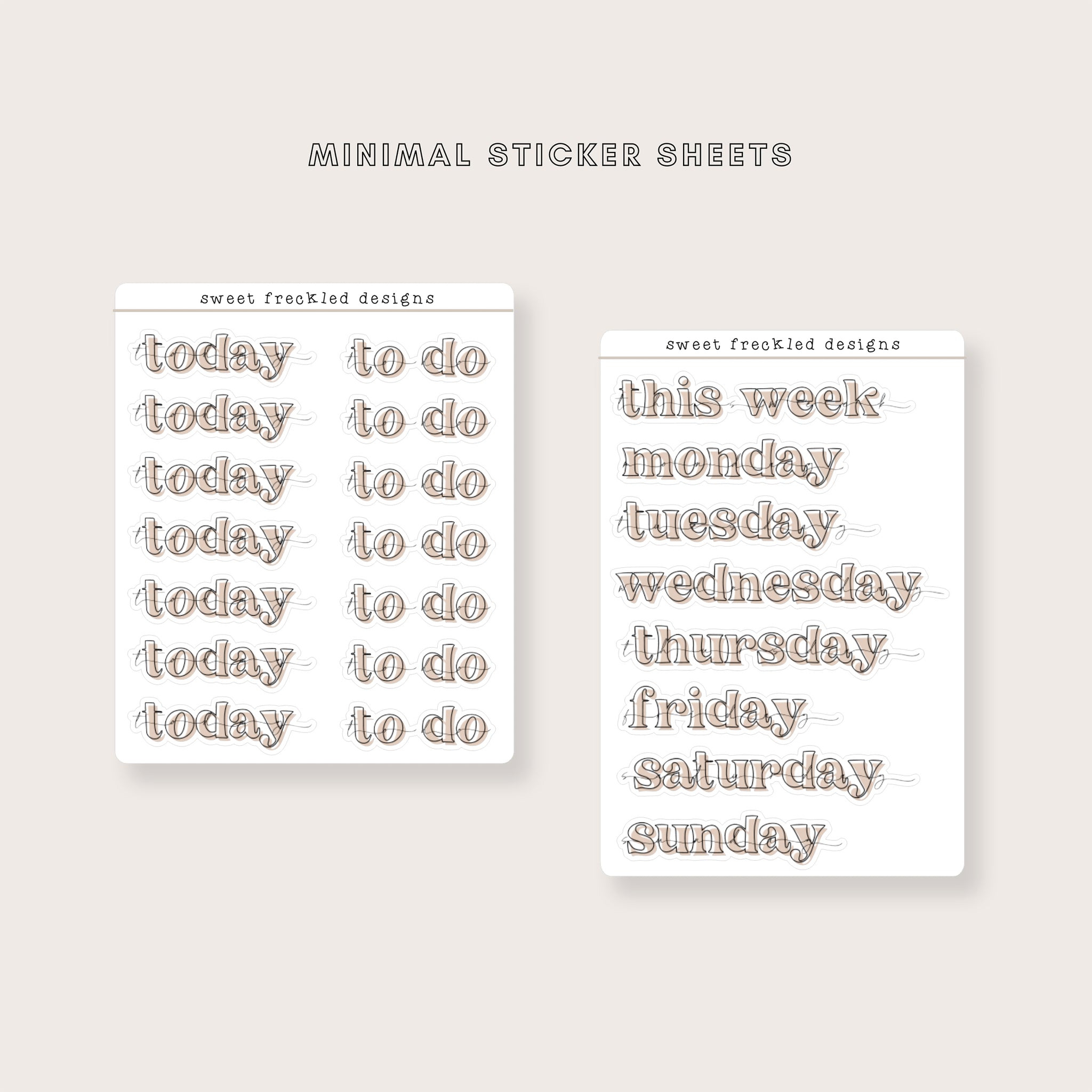 Minimal Bold Dates and Days of the Week Stickers