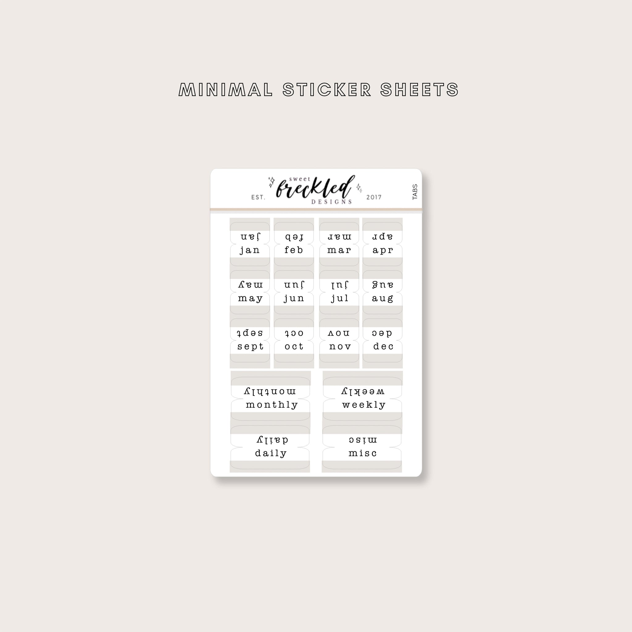Minimalistic Tiny Monthly Tab Stickers (10 Font Choices Available!)